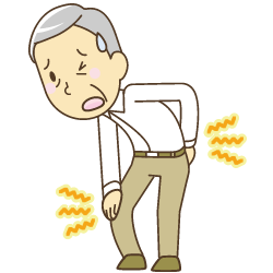 膝や腰を押さえる男性