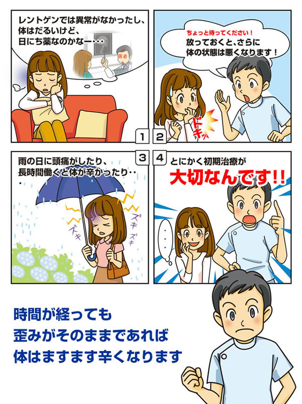 交通事故による痛みや不調の初期対応漫画